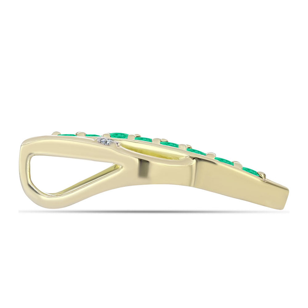 Pozlátený Strieborný Prívesok s Kolumbijským Smaragdom a Bielym Diamantom 2 