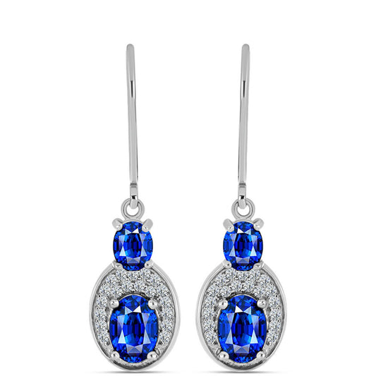 Strieborné Náušnice s Austrálskym Modrým Zafírom a Bielym Topásom