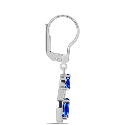 Strieborné Náušnice s Austrálskym Modrým Zafírom a Bielym Topásom