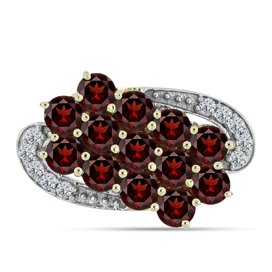 Pozlátený Strieborný Prsteň s Bartonským Granátom a Bielym Topásom