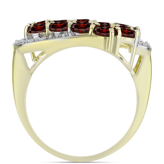 Pozlátený Strieborný Prsteň s Bartonským Granátom a Bielym Topásom