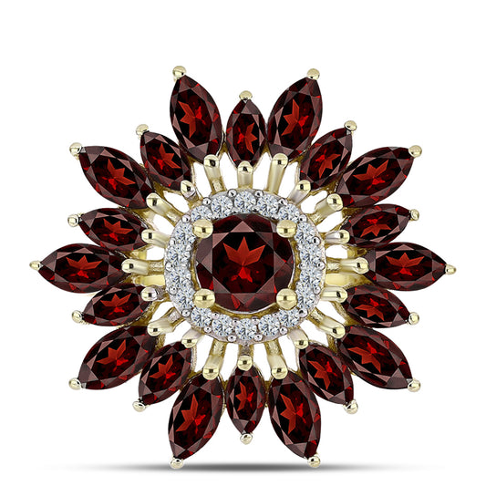 Pozlátený Strieborný Prsteň s Bartonským Granátom a Bielym Topásom