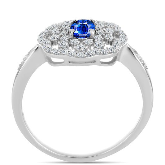 Strieborný Prsteň s Austrálskym Modrým Zafírom a Bielym Topásom