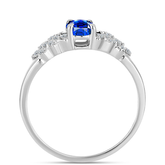 Strieborný Prsteň s Austrálskym Modrým Zafírom a Bielym Topásom