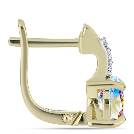 Pozlátené Strieborné Náušnice s Ľadovým Moissanitom a Bielym Topásom