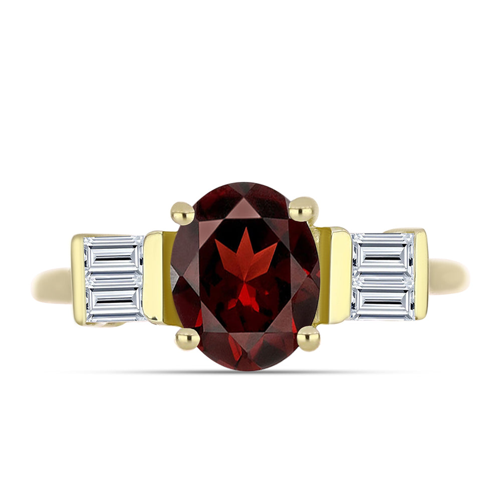 Pozlátený Strieborný Prsteň s Bartonským Granátom a Bielym Topásom