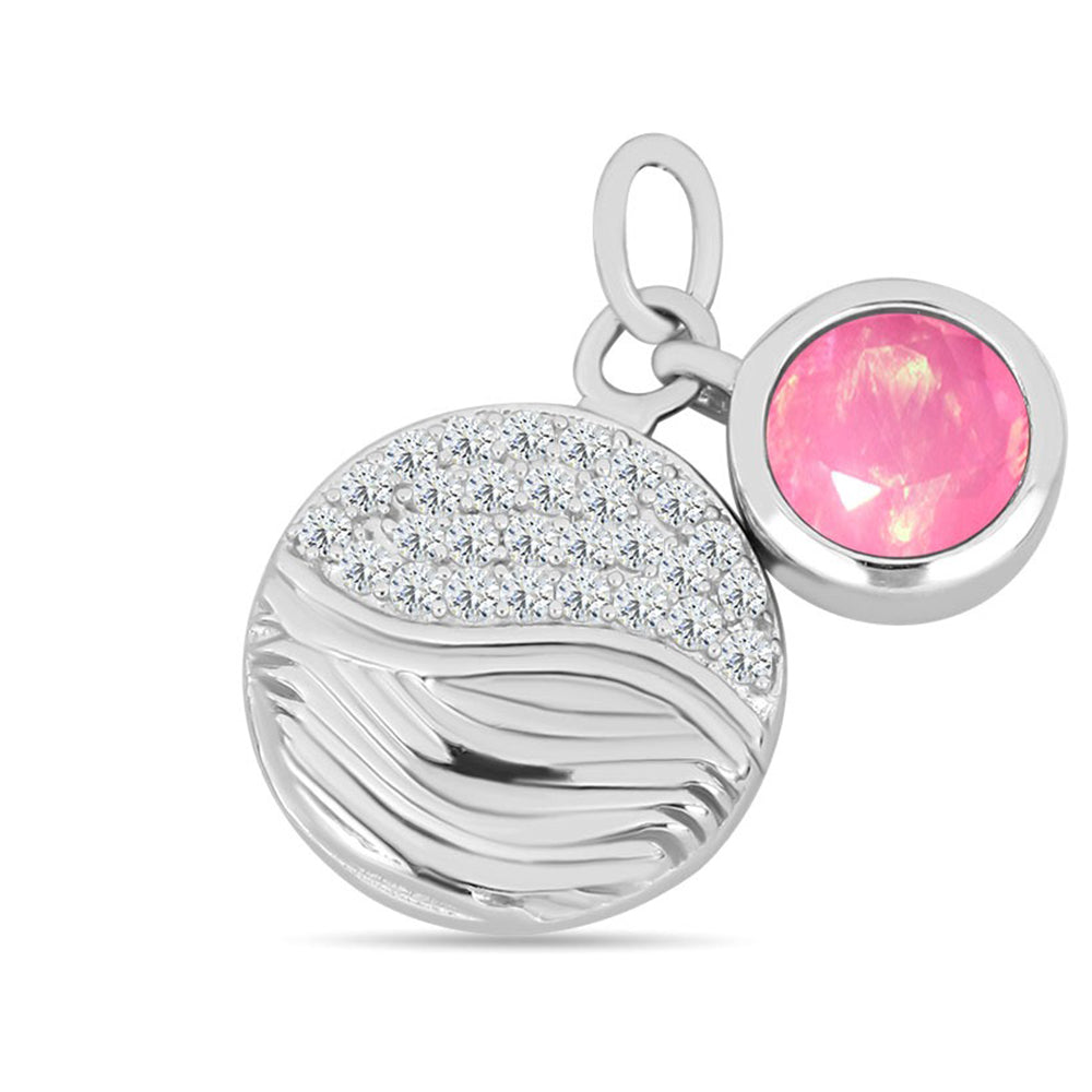 Strieborný Prívesok s so Sýto Ružovým Opálom z Lega Dembi a Bielym Topásom 1 