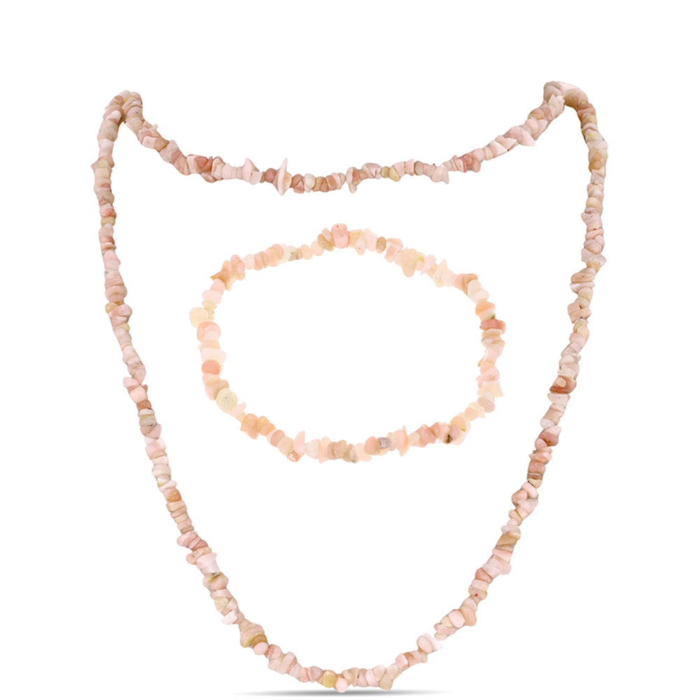 Nugetové Sada s so Sýto Ružovým Opálom z Lega Dembi ( Náhrdelník+Náramok ) 1 