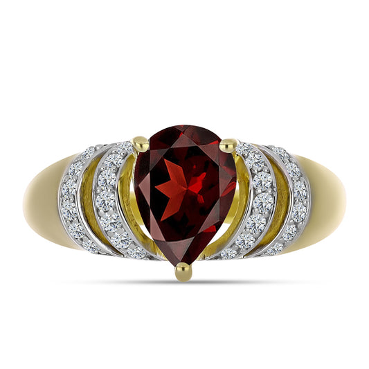 Pozlátený Strieborný Prsteň s Bartonským Granátom a Bielym Topásom