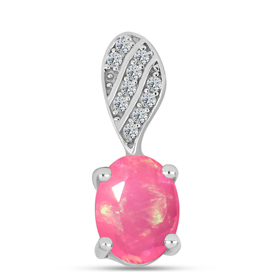 Strieborný Prívesok s so Sýto Ružovým Opálom z Lega Dembi a Bielym Topásom