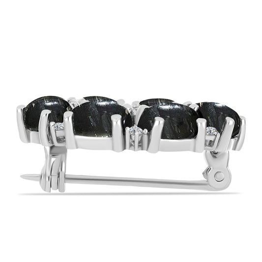 Strieborný Brošňa s Picasso Jaspisom a Bielym Topásom