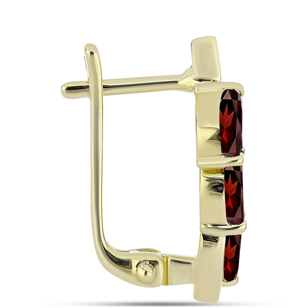 Pozlátené Strieborné Náušnice s Bartonským Granátom 2 