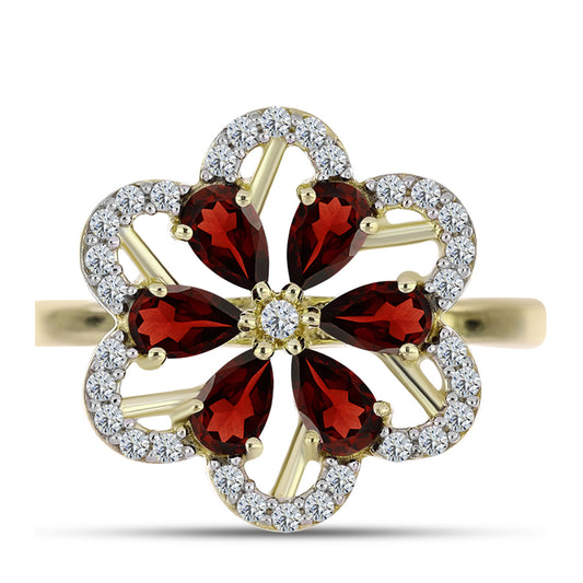 Pozlátený Strieborný Prsteň s Bartonským Granátom a Bielym Topásom