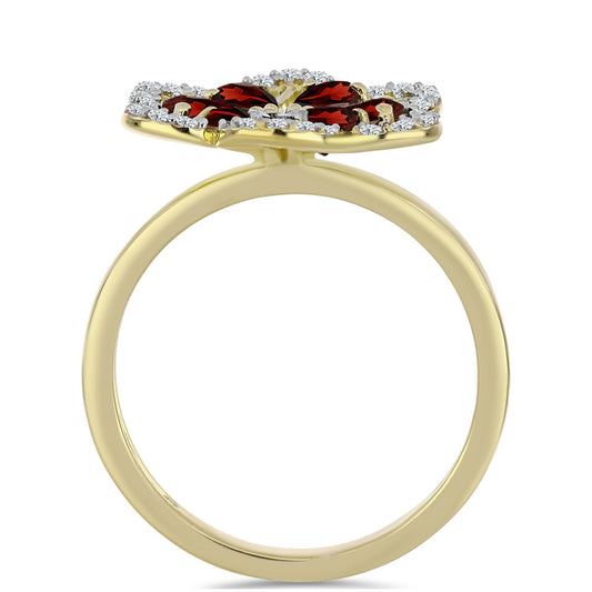 Pozlátený Strieborný Prsteň s Bartonským Granátom a Bielym Topásom