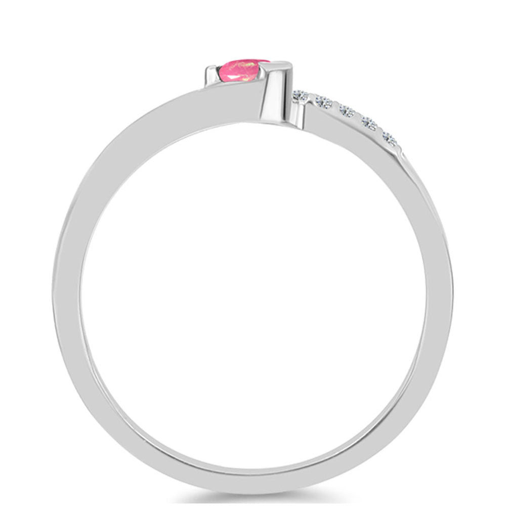 Strieborný Prsteň s so Sýto Ružovým Opálom z Lega Dembi a Bielym Topásom