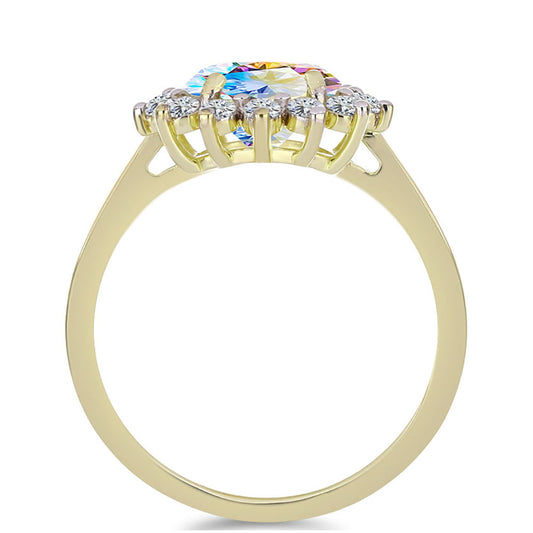 Pozlátený Strieborný Prsteň s Ľadovým Moissanitom a Bielym Topásom