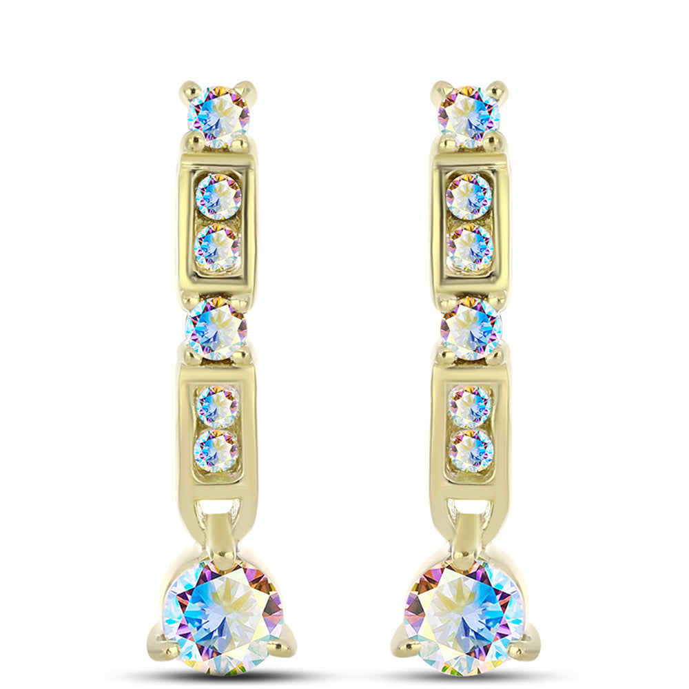 Pozlátené Strieborné Náušnice s Ľadovým Moissanitom