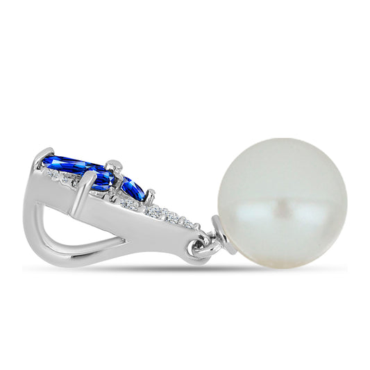 Strieborný Prívesok s Austrálskym Modrým Zafírom a Bielou Sladkovodnou Perlou
