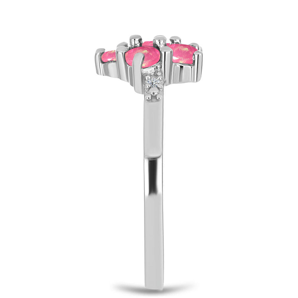 Strieborný Prsteň s so Sýto Ružovým Opálom z Lega Dembi a Bielym Topásom 4 
