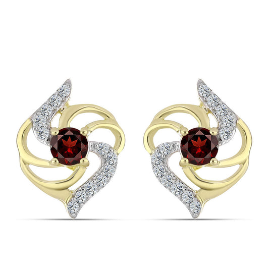 Pozlátené Strieborné Náušnice s Bartonským Granátom a Bielym Topásom