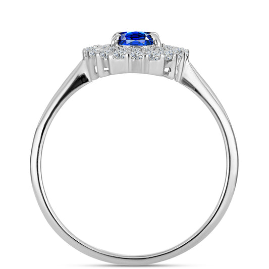 Strieborný Prsteň s Austrálskym Modrým Zafírom a Bielym Topásom