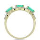 Pozlátený Strieborný Prsteň s Kolumbijským Smaragdom a Bielym Diamantom