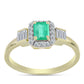 Pozlátený Strieborný Prsteň s Kolumbijským Smaragdom a Bielym Diamantom