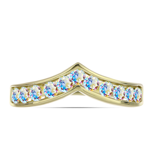 Pozlátený Strieborný Prsteň s Ľadovým Moissanitom