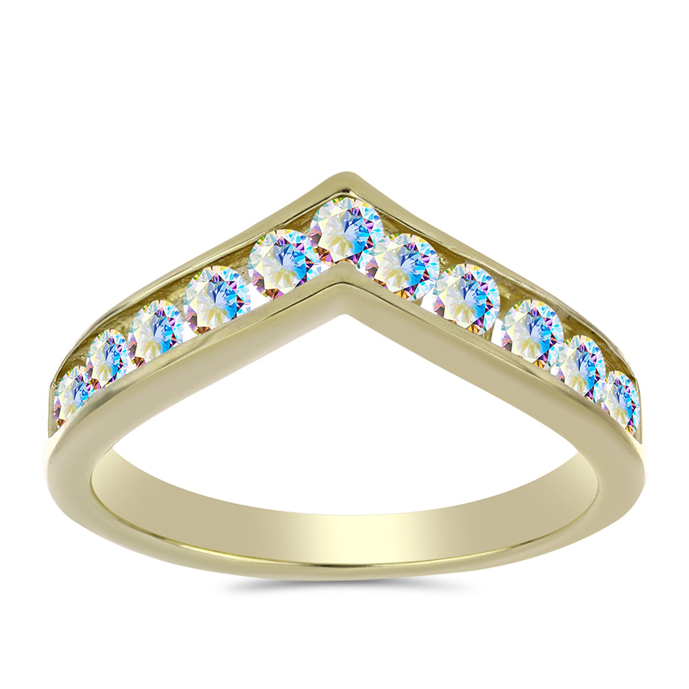 Pozlátený Strieborný Prsteň s Ľadovým Moissanitom 3 