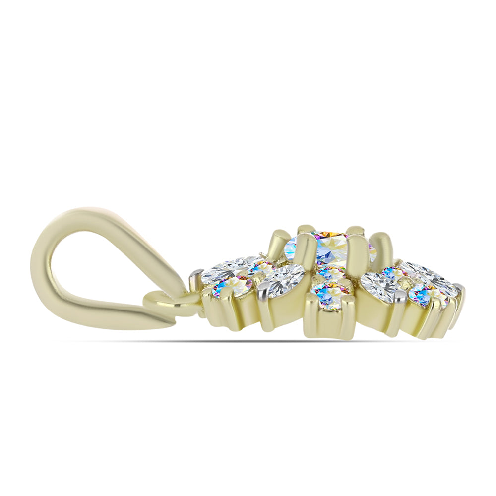 Pozlátený Strieborný Prívesok s Ľadovým Moissanitom a Bielym Zirkónom