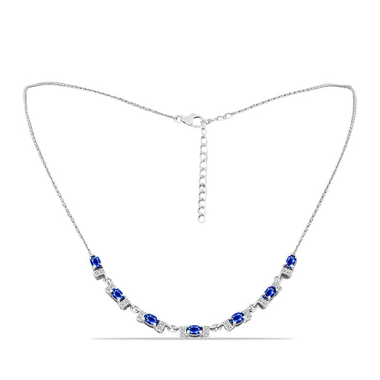Strieborný Náhrdelník s Austrálskym Modrým Zafírom a Bielym Topásom