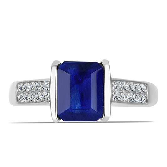 Strieborný Prsteň s Austrálskym Modrým Zafírom a Bielym Topásom