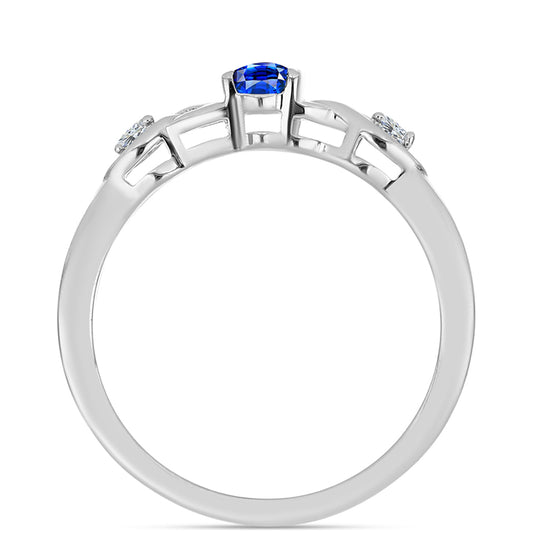 Strieborný Prsteň s Austrálskym Modrým Zafírom a Bielym Topásom