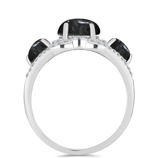 Strieborný Prsteň s Picasso Jaspisom a Bielym Topásom