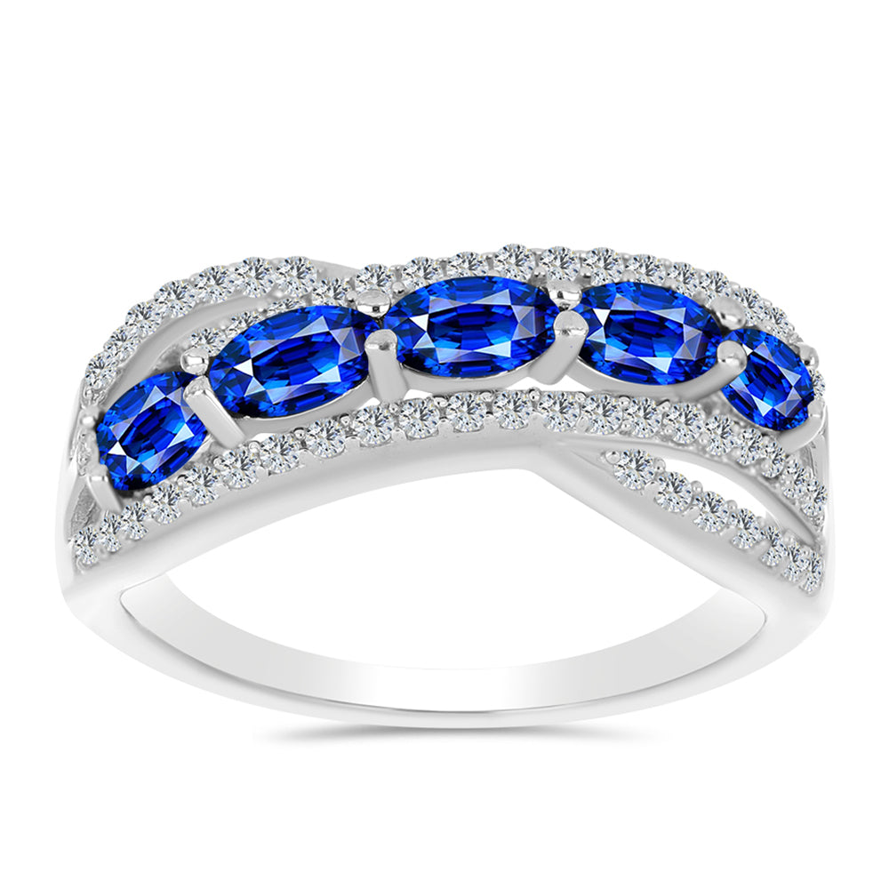 Strieborný Prsteň s Austrálskym Modrým Zafírom a Bielym Topásom