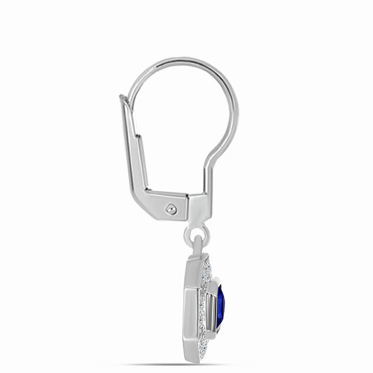 Strieborné Náušnice s Austrálskym Modrým Zafírom a Bielym Topásom