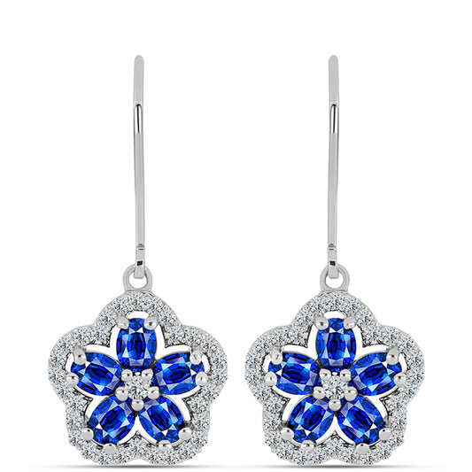 Strieborné Náušnice s Austrálskym Modrým Zafírom a Bielym Topásom