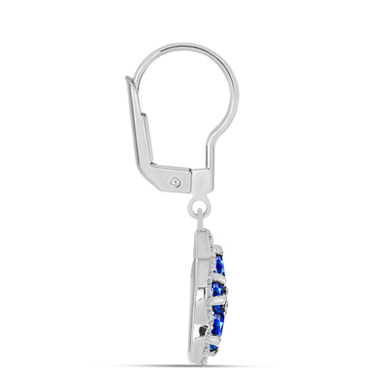 Strieborné Náušnice s Austrálskym Modrým Zafírom a Bielym Topásom