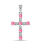 Kríž Strieborný Prívesok s so Sýto Ružovým Opálom z Lega Dembi a Bielym Topásom