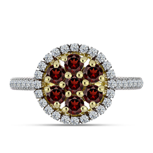 Pozlátený Strieborný Prsteň s Bartonským Granátom a Bielym Topásom