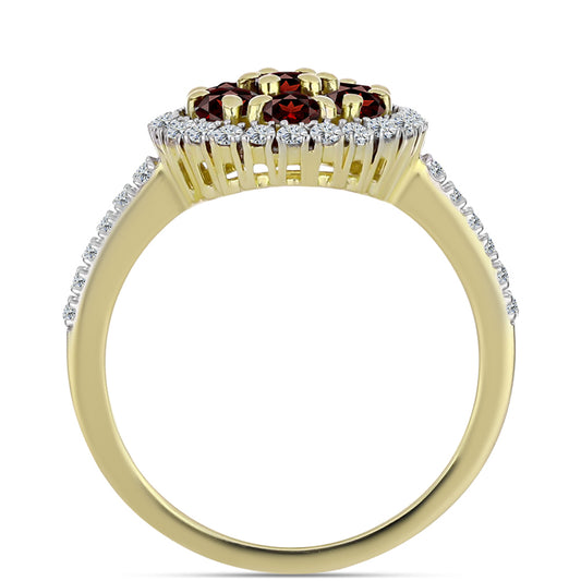 Pozlátený Strieborný Prsteň s Bartonským Granátom a Bielym Topásom