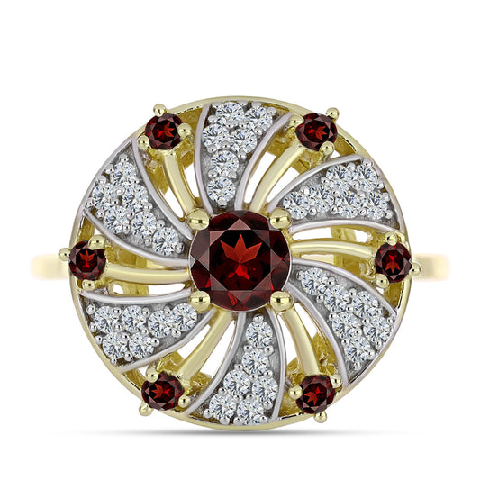 Pozlátený Strieborný Prsteň s Bartonským Granátom a Bielym Topásom