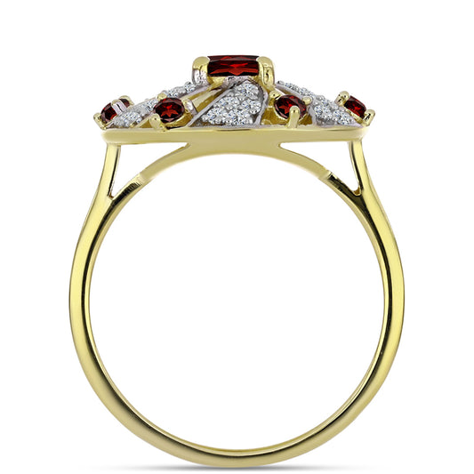 Pozlátený Strieborný Prsteň s Bartonským Granátom a Bielym Topásom