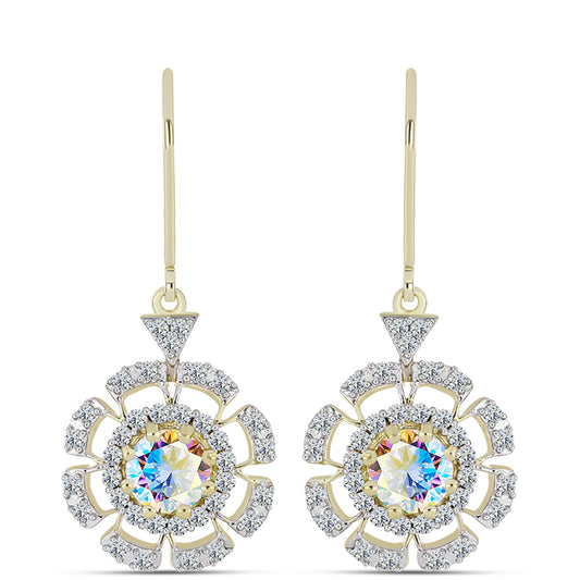 Pozlátené Strieborné Náušnice s Ľadovým Moissanitom a Bielym Topásom