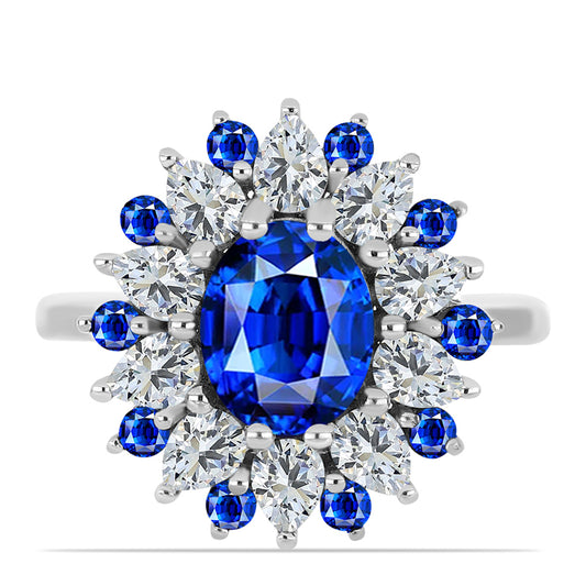 Strieborný Prsteň s Austrálskym Modrým Zafírom a Bielym Topásom