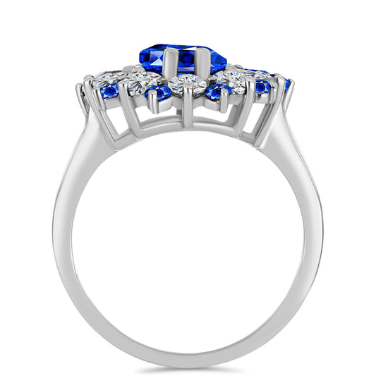 Strieborný Prsteň s Austrálskym Modrým Zafírom a Bielym Topásom