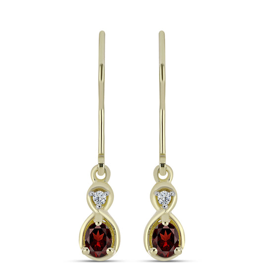 Pozlátené Strieborné Náušnice s Bartonským Granátom a Bielym Topásom