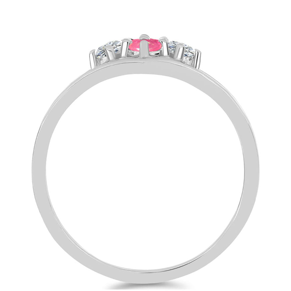 Strieborný Prsteň s so Sýto Ružovým Opálom z Lega Dembi a Bielym Topásom 2 