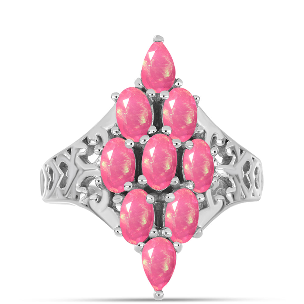Strieborný Prsteň s so Sýto Ružovým Opálom z Lega Dembi
