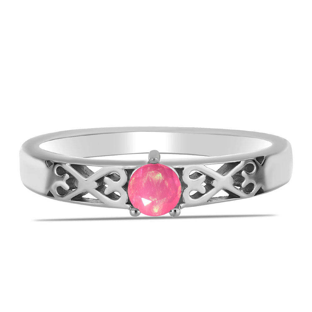 Strieborný Prsteň s so Sýto Ružovým Opálom z Lega Dembi 1 